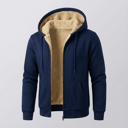 Hooded Lambswool Fleece Jacket – Zip Closure | Long Sleeve | Winter Casual Outerwear