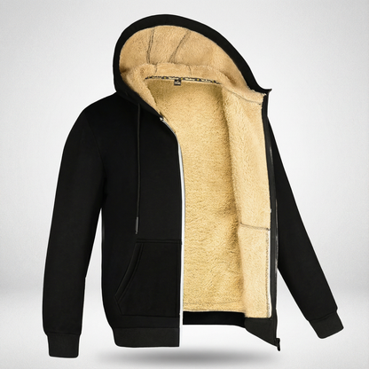 Hooded Lambswool Fleece Jacket – Zip Closure | Long Sleeve | Winter Casual Outerwear