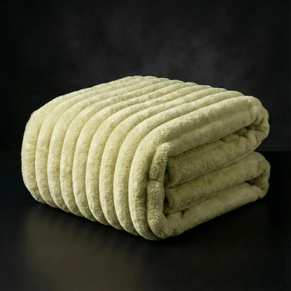 Plush-Faux Striped Fleece Winter Blanket