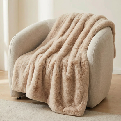Faux Rabbit Fleece Knit Blanket | Rectangular Home Throw