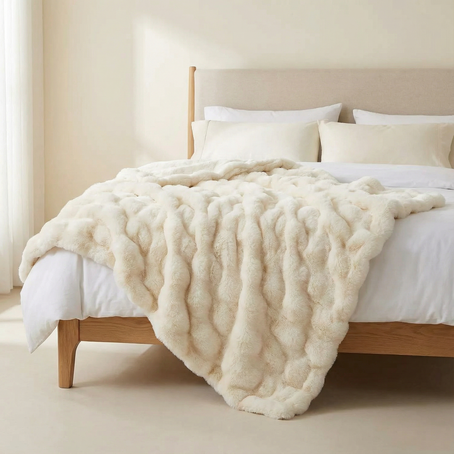 Faux Rabbit Fleece Knit Blanket | Rectangular Home Throw