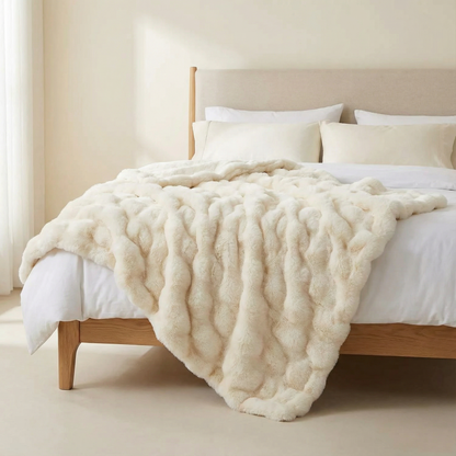 Faux Rabbit Fleece Knit Blanket | Rectangular Home Throw