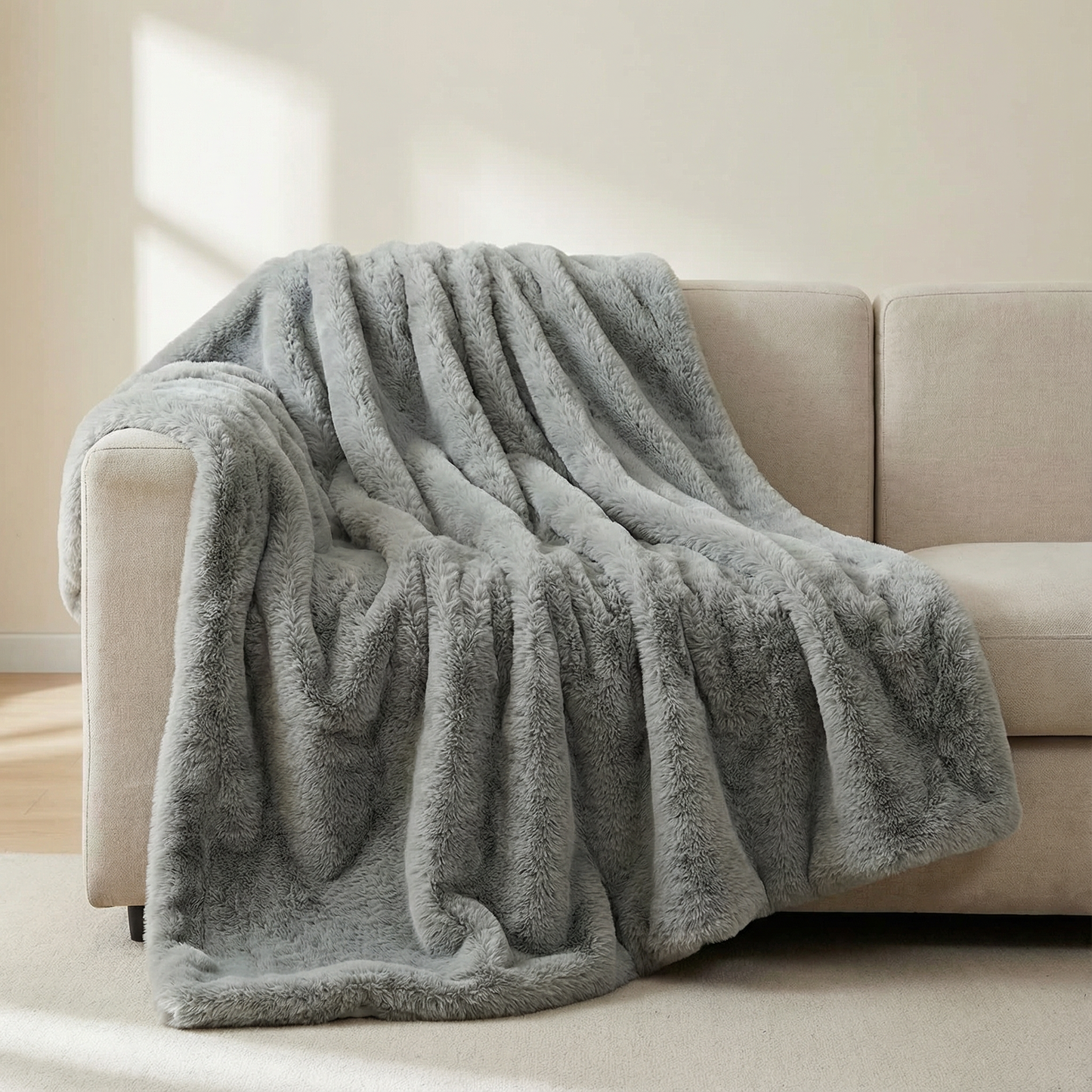 Faux Rabbit Fleece Knit Blanket | Rectangular Home Throw