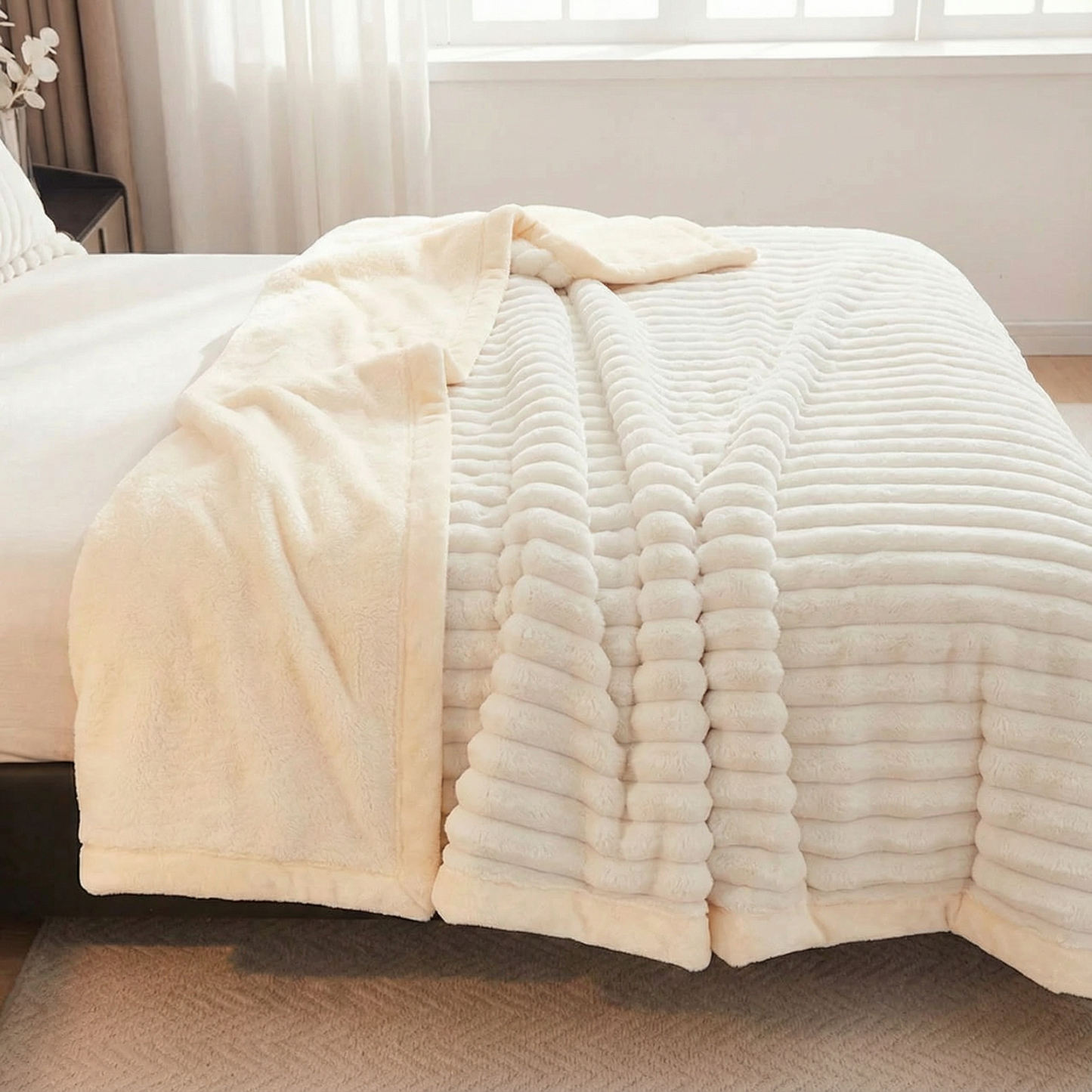 Weighted Fleece Throw Blanket with Sherpa Lining