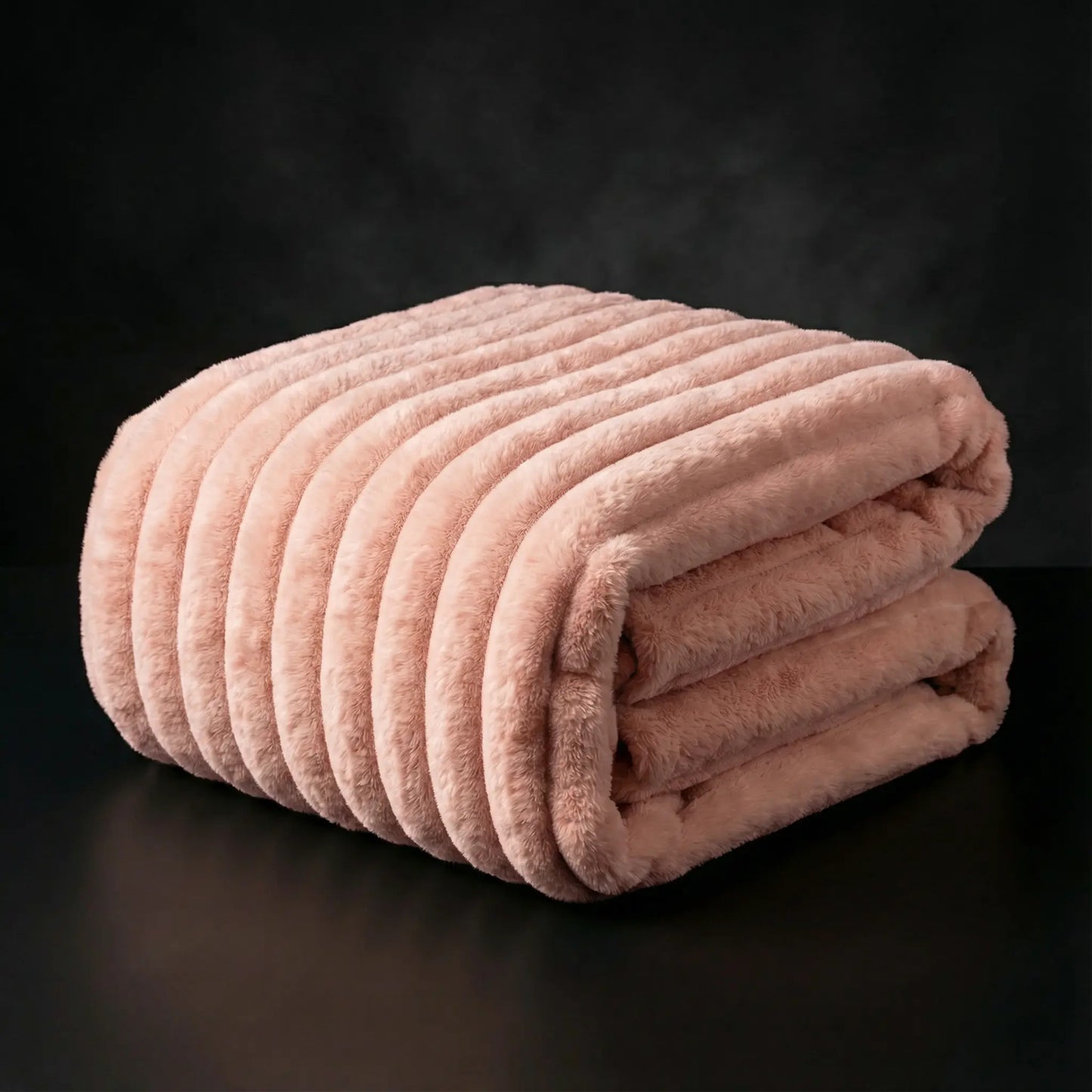 Plush-Faux Striped Fleece Winter Blanket
