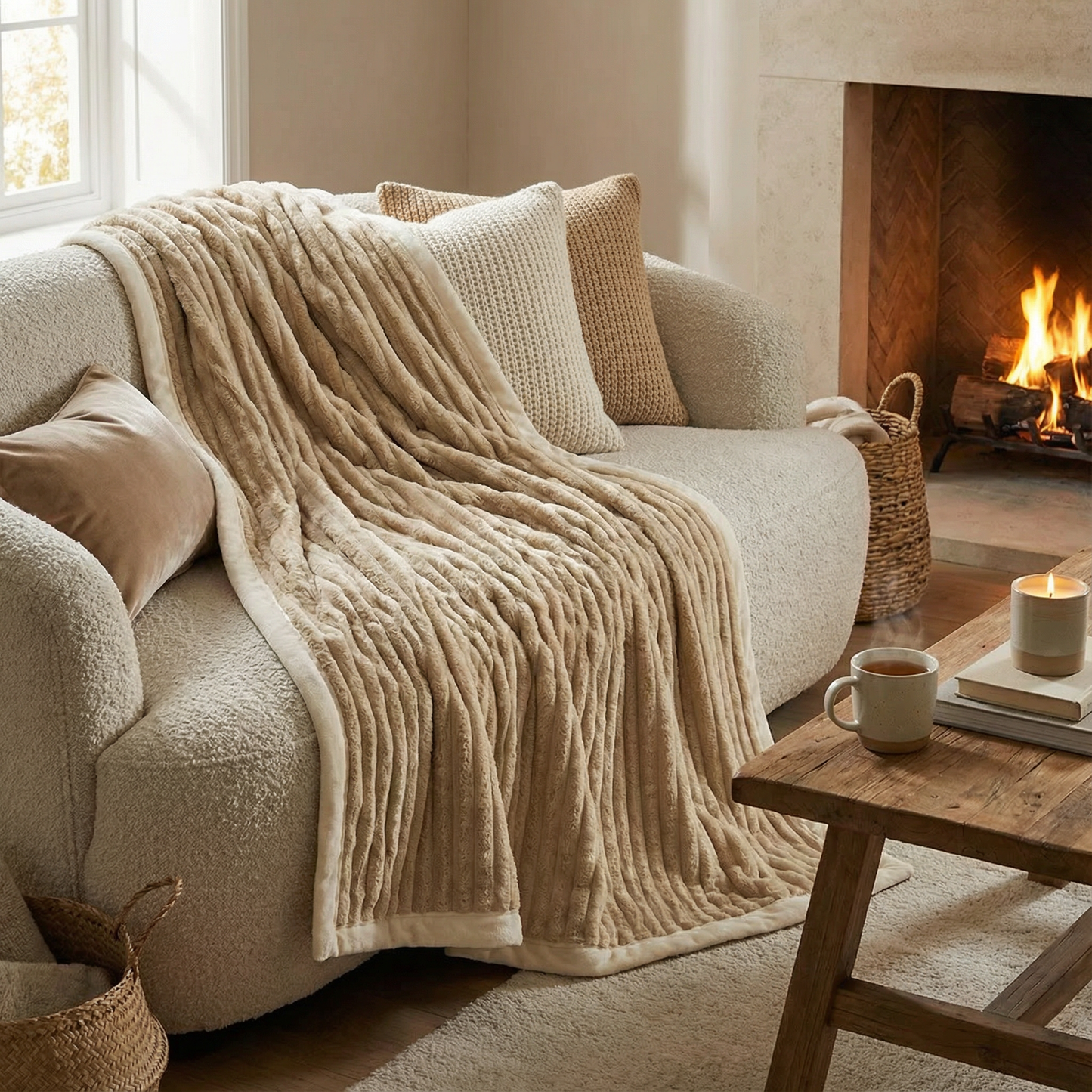 Weighted Fleece Throw Blanket with Sherpa Lining