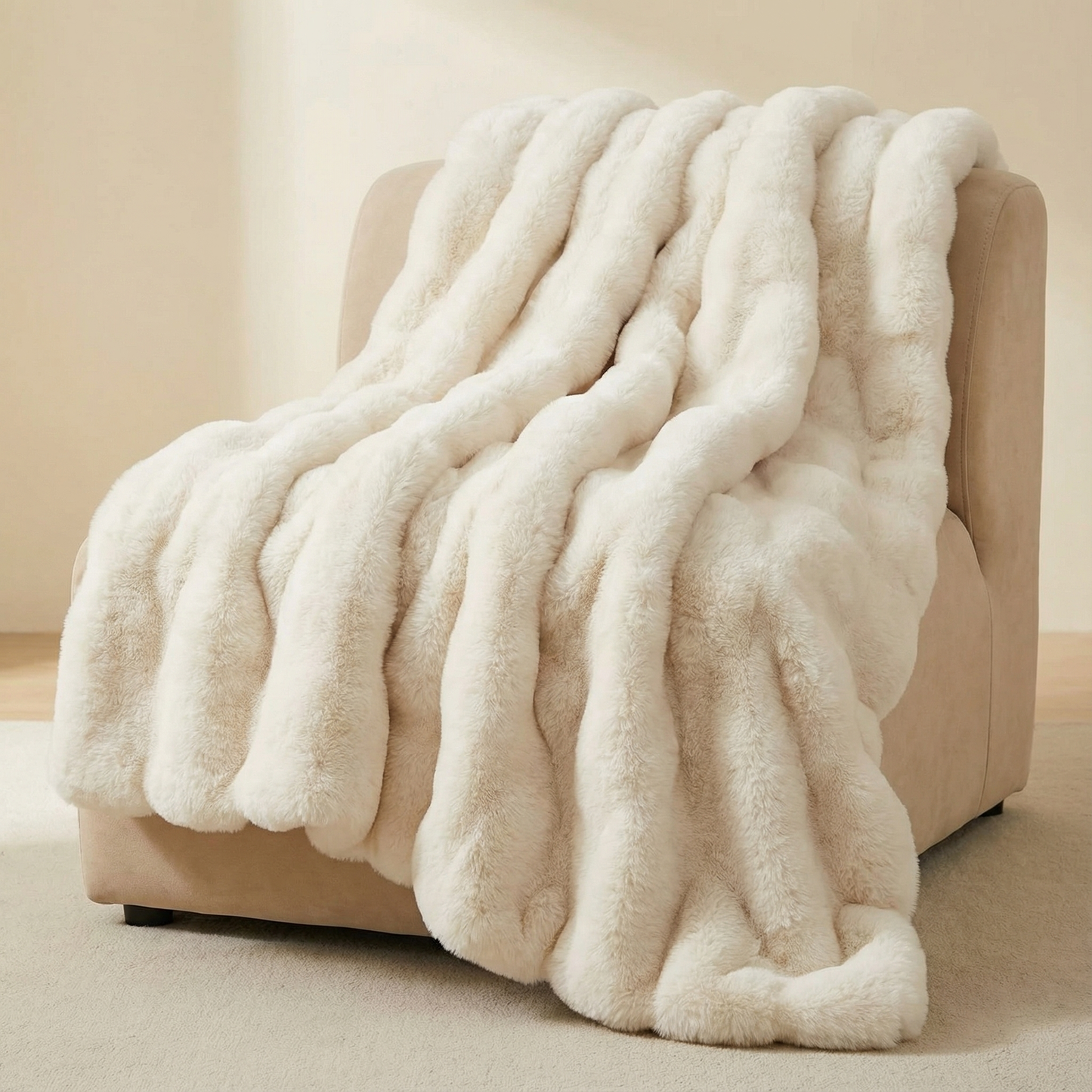 Faux Rabbit Fleece Knit Blanket | Rectangular Home Throw