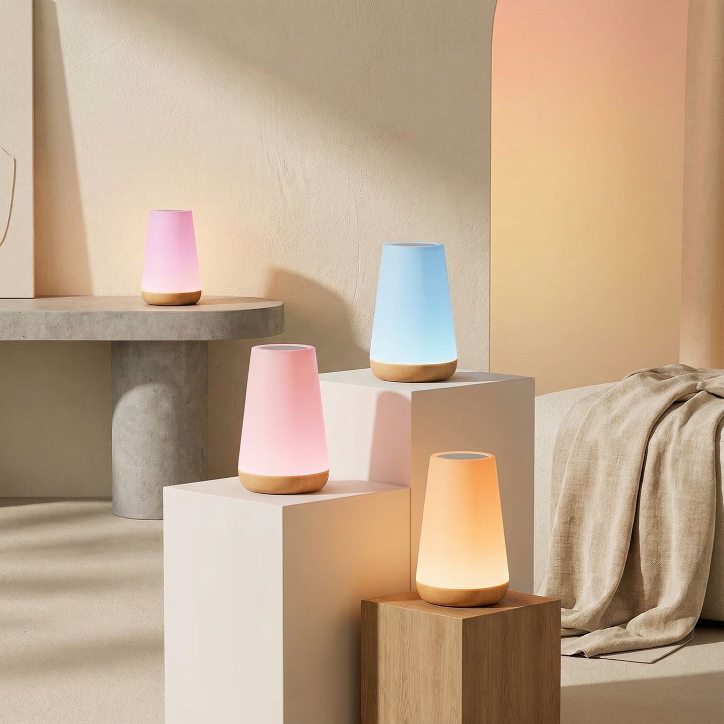 LED Color-Changing Night Light – USB Rechargeable | Touch & Remote Control